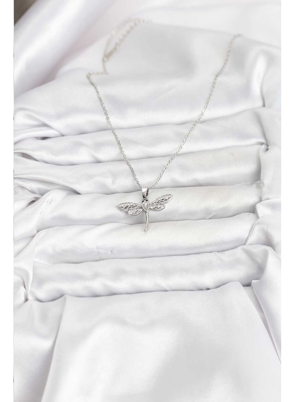 316L Çelik Zincir Gümüş Renk Yusufçuk Model Kadın Kolye