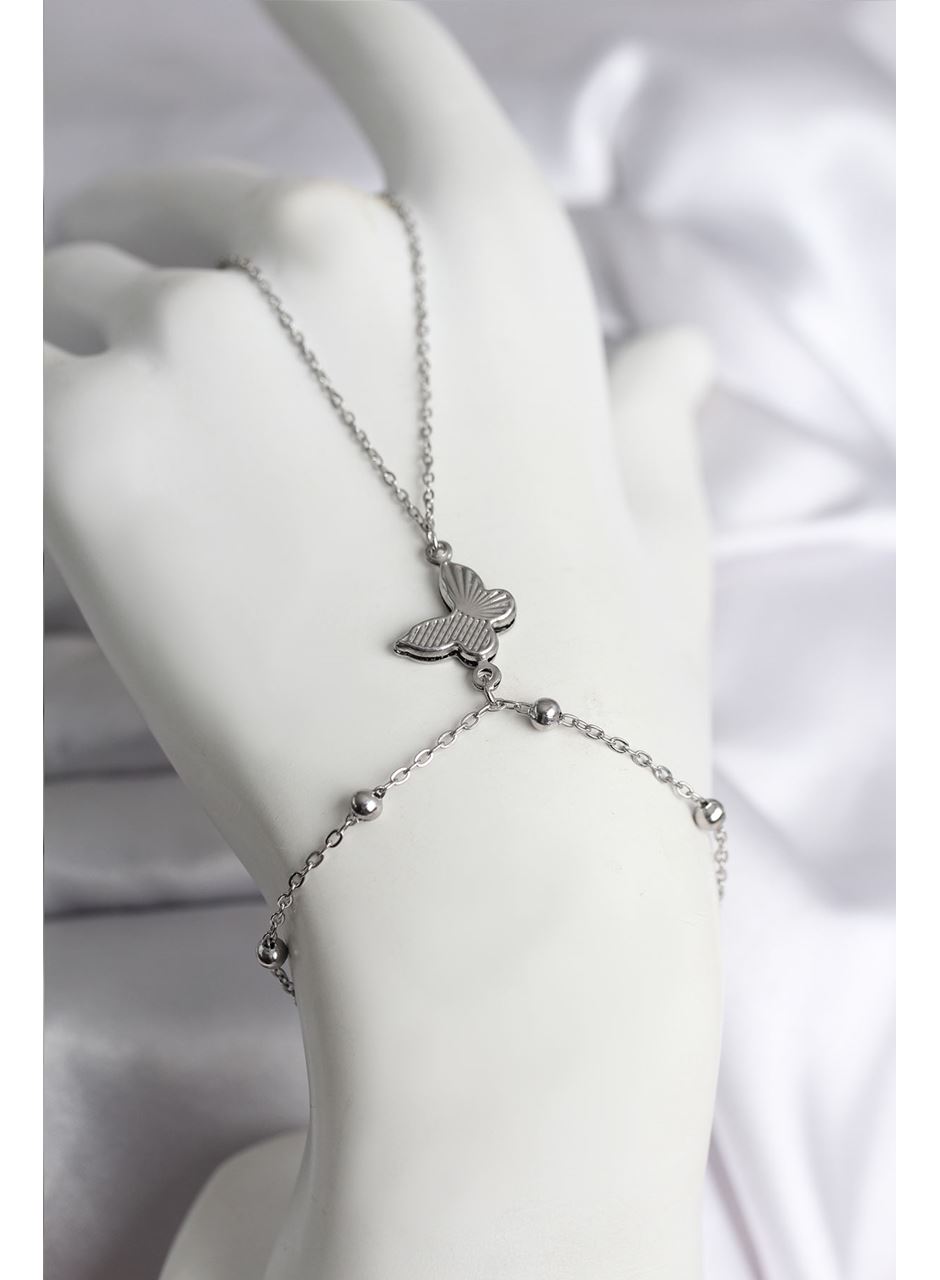 316L Çelik Gümüş Renk Kelebek Model Kadın Şahmeran