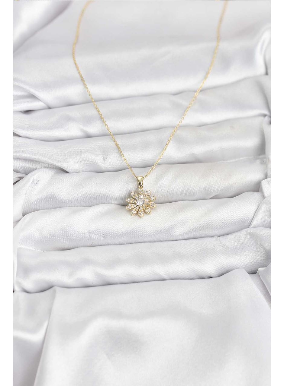 Pirinç Gold Renk Çiçek Model Kadın Kolye