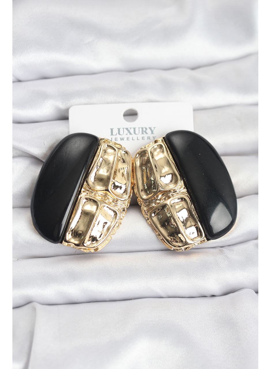 Siyah Renk Pirinç Vintage Kadın Küpe