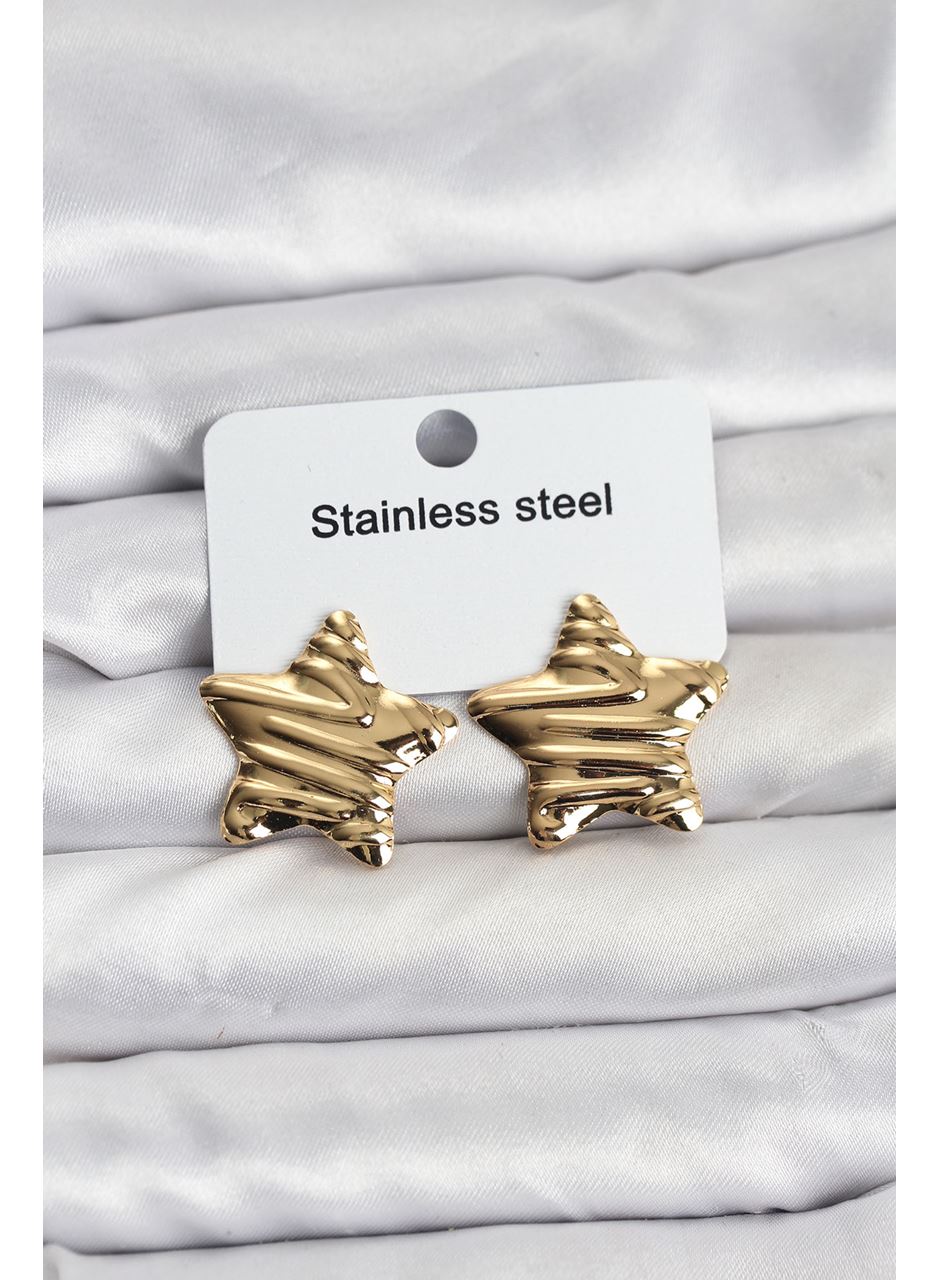 316L Çelik Gold Renk Yıldız Model Kadın Küpe