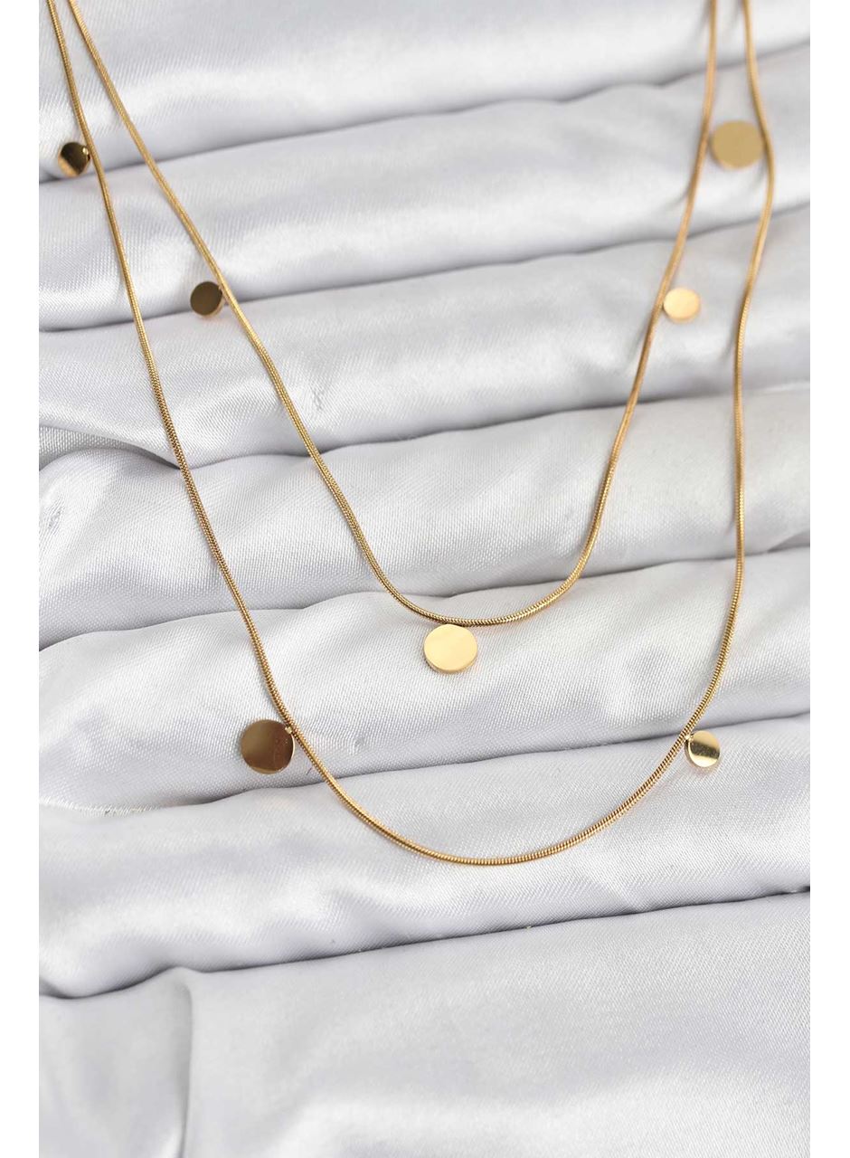 316L Çelik Zincir Gold Renk Pullu Kadın Kolye