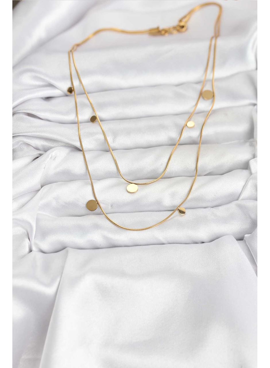 316L Çelik Zincir Gold Renk Pullu Kadın Kolye