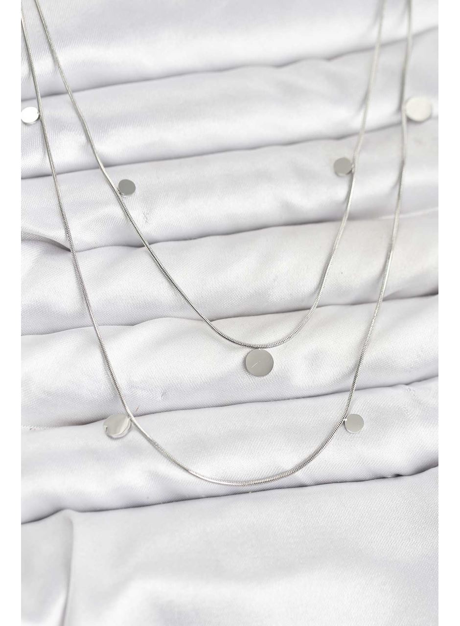 316L Çelik Zincir Gümüş Renk Pullu Kadın Kolye