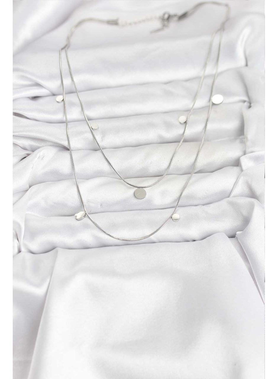 316L Çelik Zincir Gümüş Renk Pullu Kadın Kolye