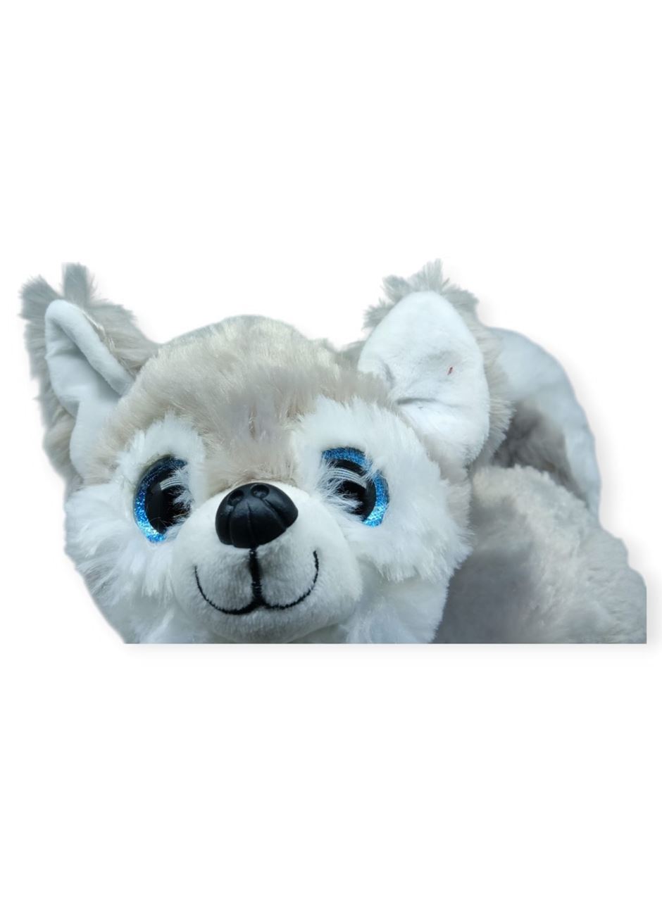 Sesli Peluş Yatan Köpek 25 cm - Gri