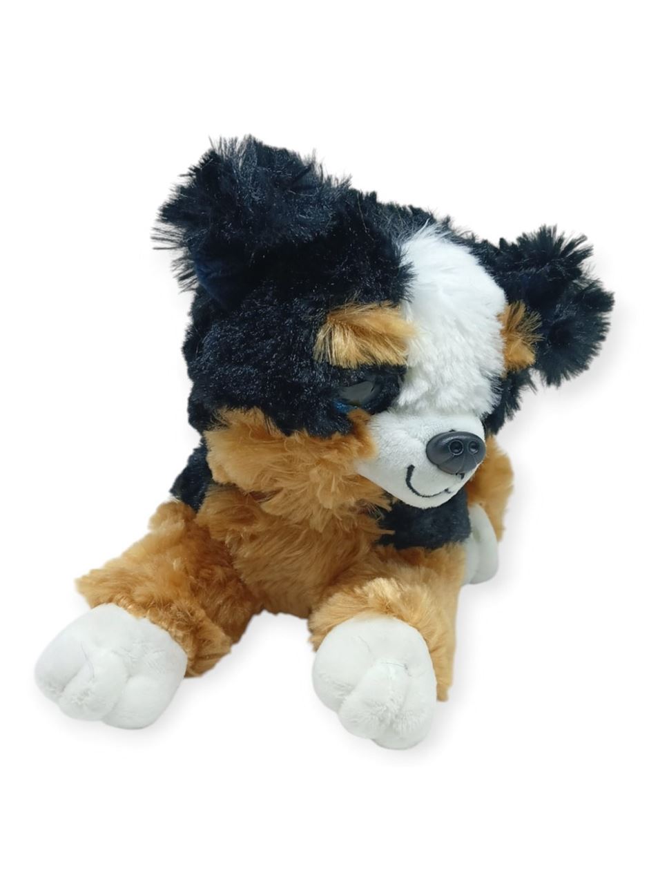 Sesli Peluş Yatan Köpek 25 cm - Siyah Kahve