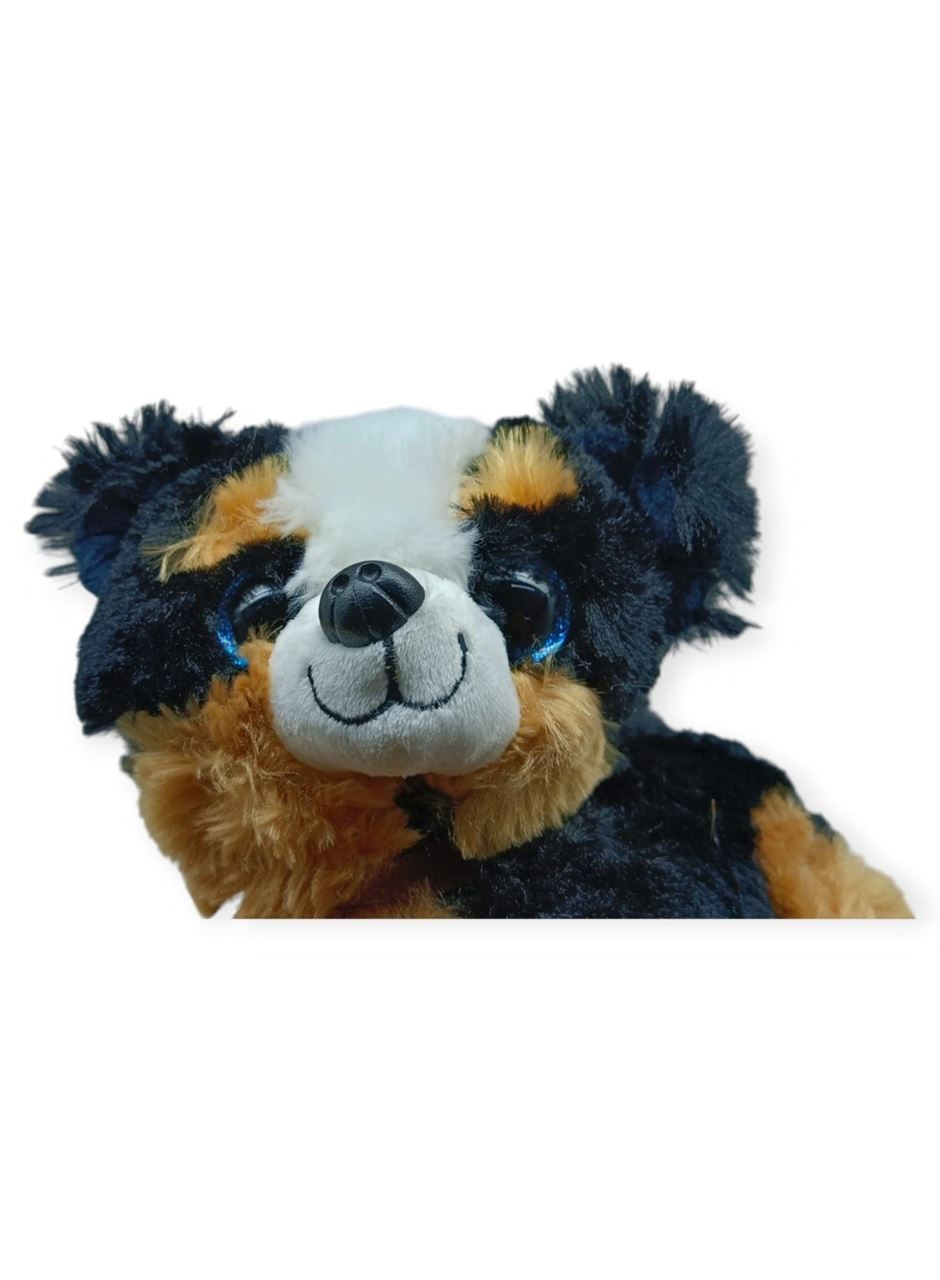 Sesli Peluş Yatan Köpek 25 cm - Siyah Kahve