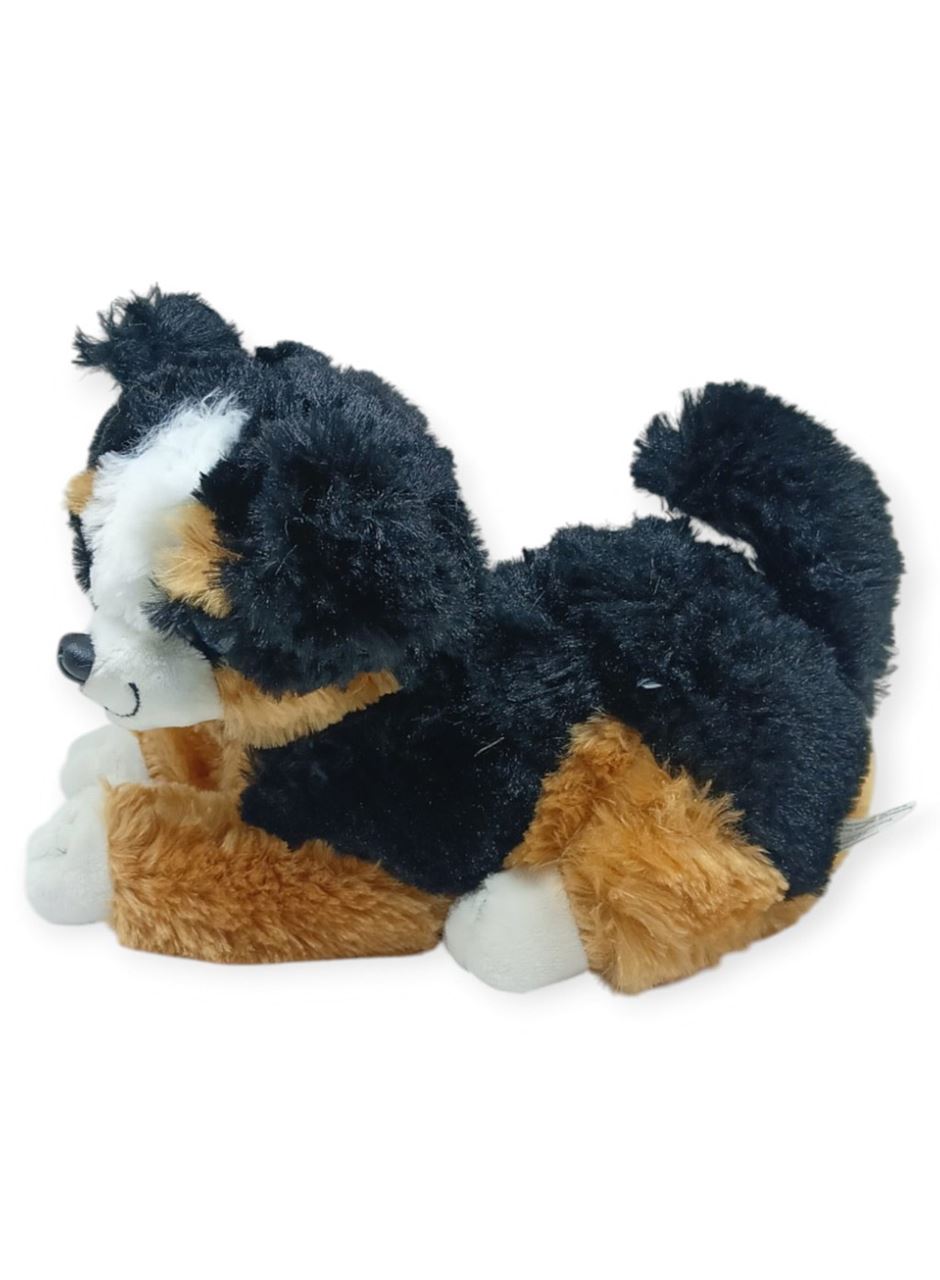 Sesli Peluş Yatan Köpek 25 cm - Siyah Kahve