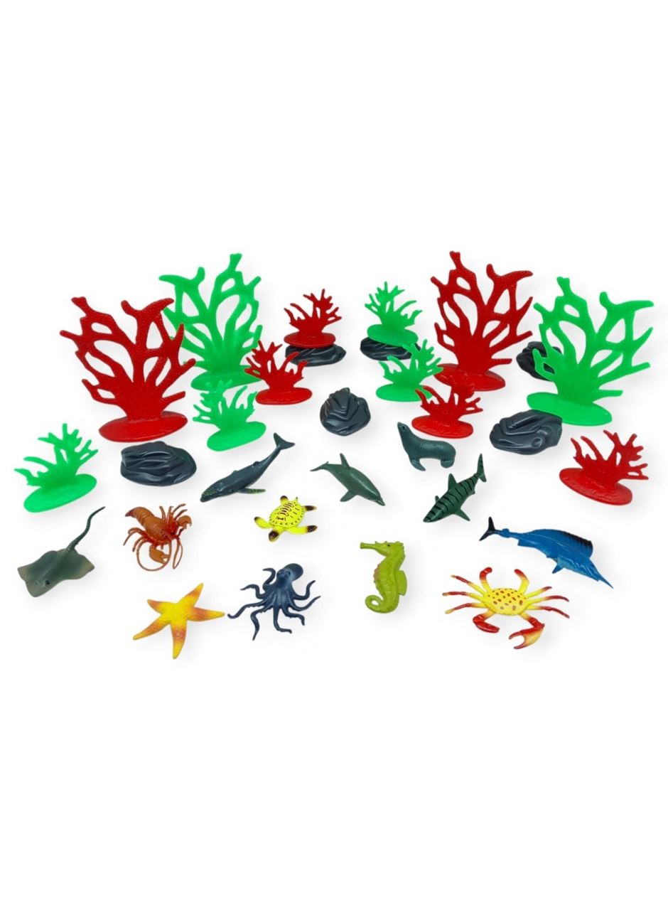Hayvan Figürleri - Aksesuarlı Deniz Hayvanları - 30 Parça Set