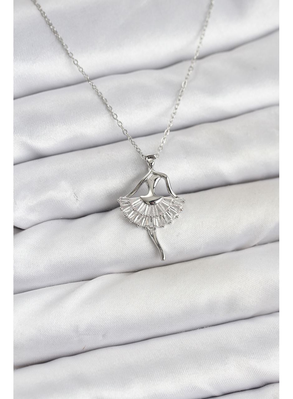 316L Çelik Gümüş Renk Balerin Model Kadın Kolye