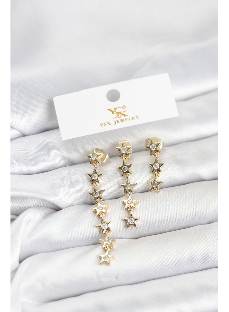 Pirinç Gold Renk Yıldız Model YSX Trio Küpe Seti