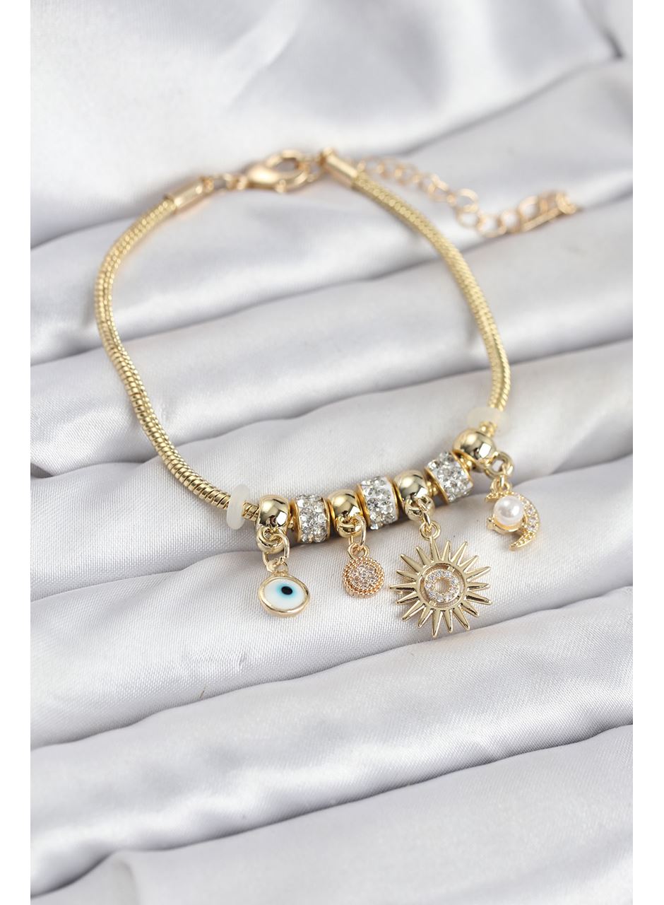 Pirinç Gold Renk Güneş Charmlı Kadın Bileklik