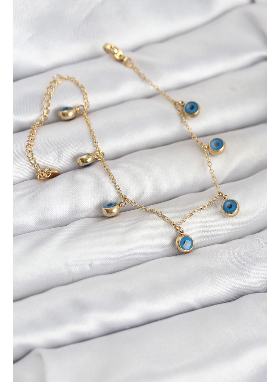 316L Çelik Gold Renk Minimal Nazar Model Kadın Bileklik