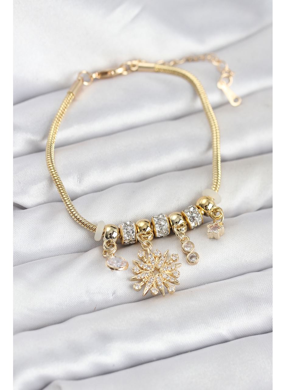 Kutup Yıldızı Model Charmlı Gold Renk Kadın Bileklik