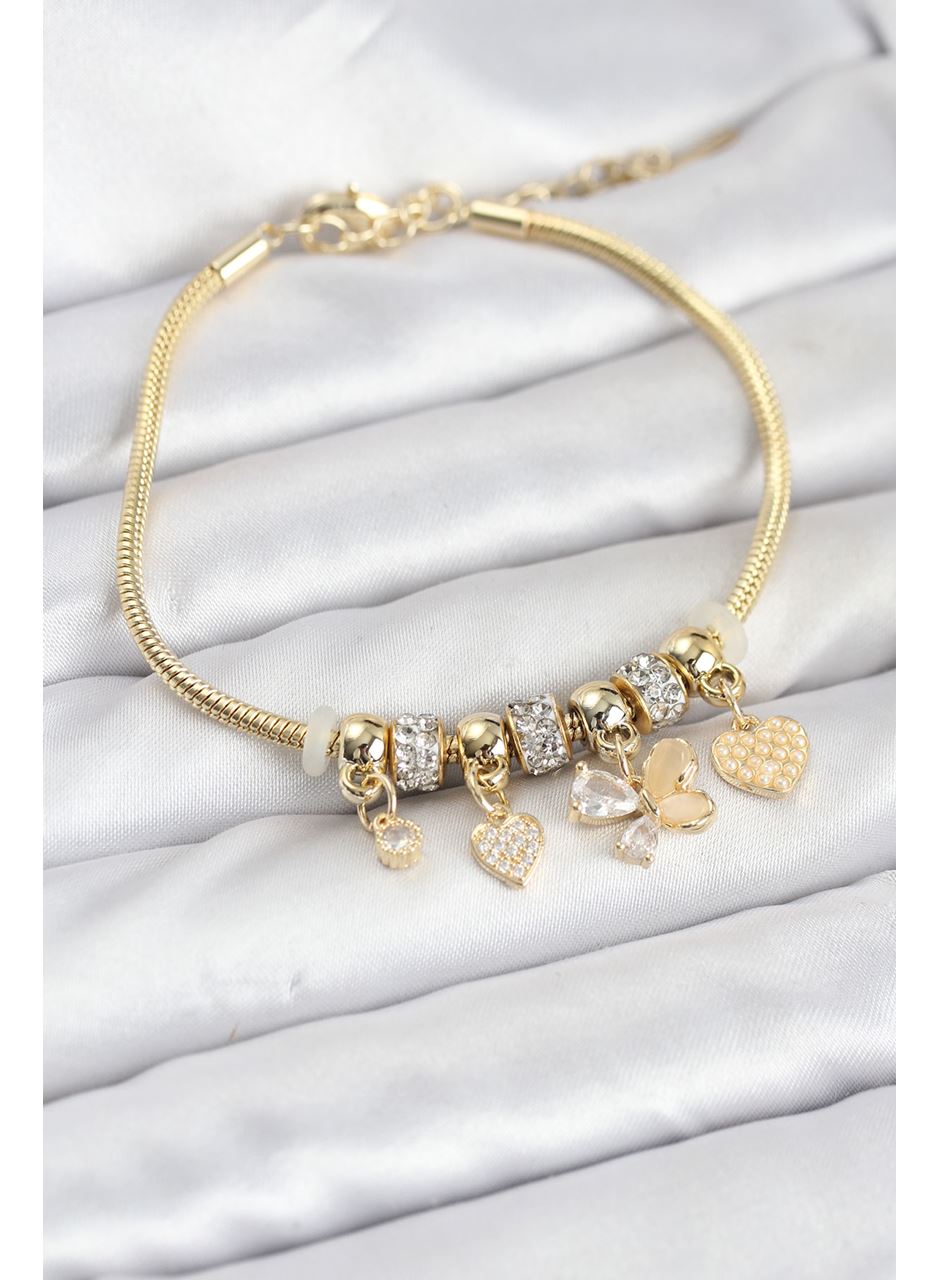 Kelebek Charmlı Gold Renk Kadın Bileklik