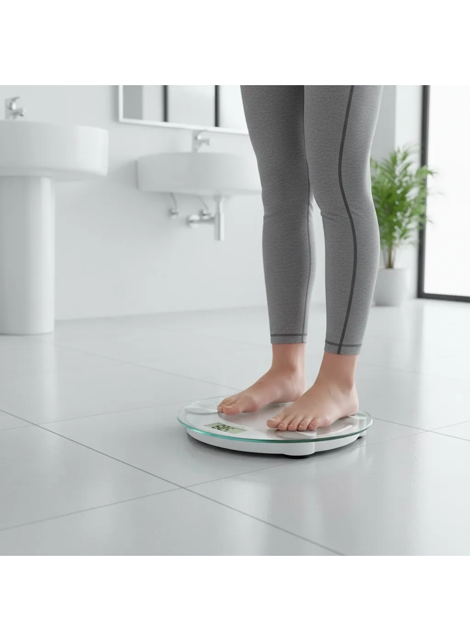 Yuvarlak Şeffaf Dijital Cam Baskül Terazi Tartı Hassas Ölçüm Modern Şık Tasarım (