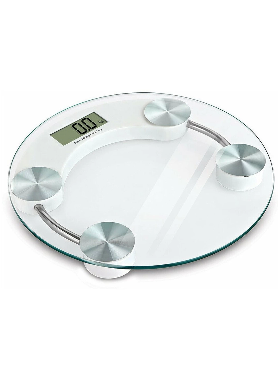 Yuvarlak Şeffaf Dijital Cam Baskül Tartı – 180 Kg Taşıma Kapasitesi, Hassas Ölçüm, Şık Tasarım Terazi (