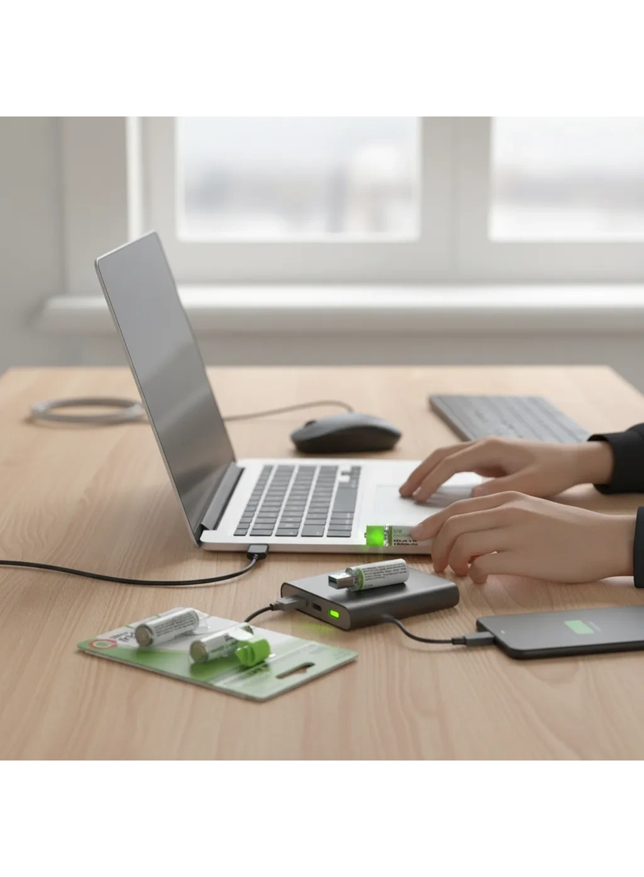 Usb ile Şarj Olabilen 2 li 1450 mah Lityum Kalın Şarjlı Kalem Pil (