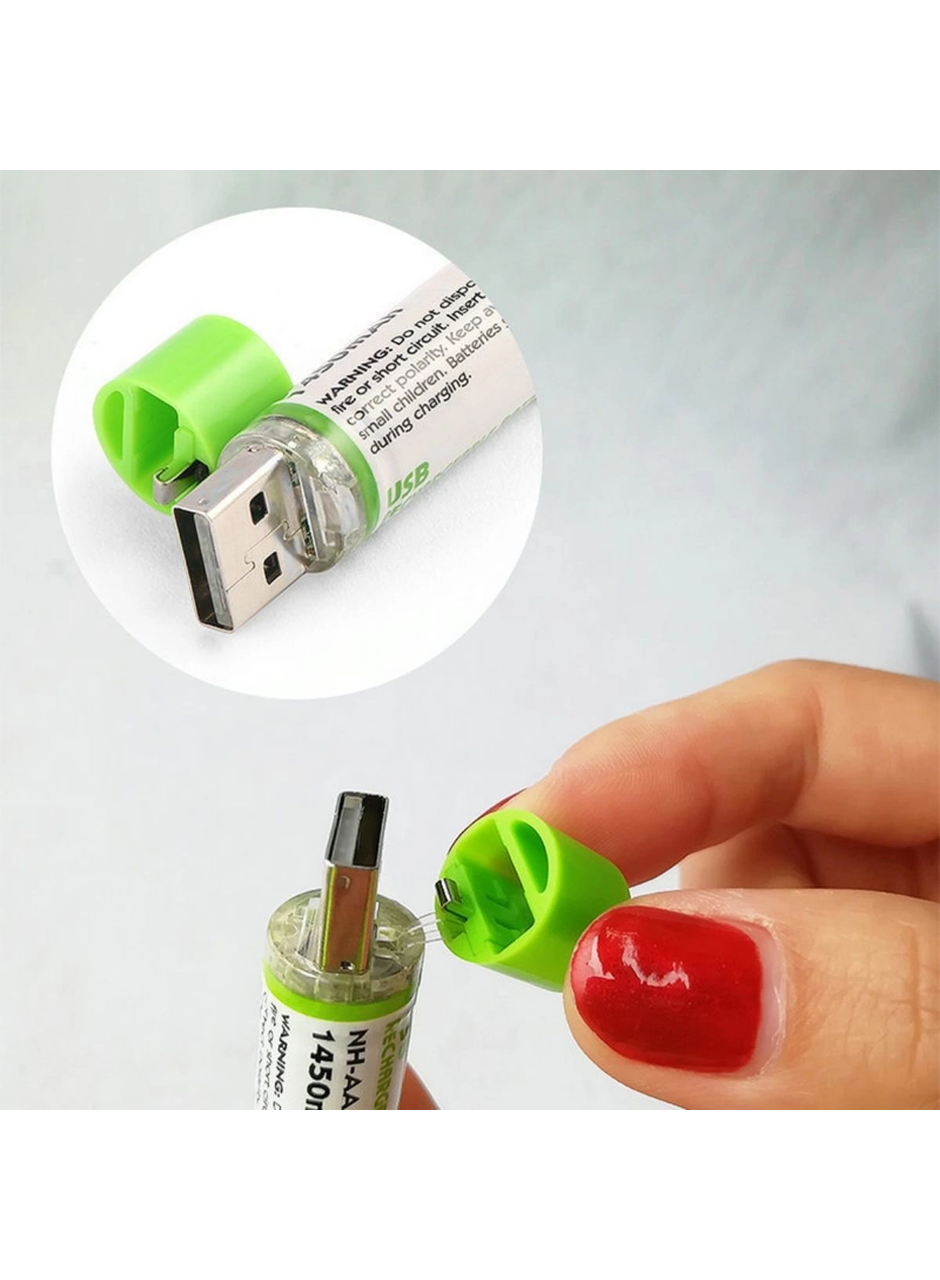 Usb ile Şarj Olabilen 2 li 1450 mah Lityum Kalın Şarjlı Kalem Pil (