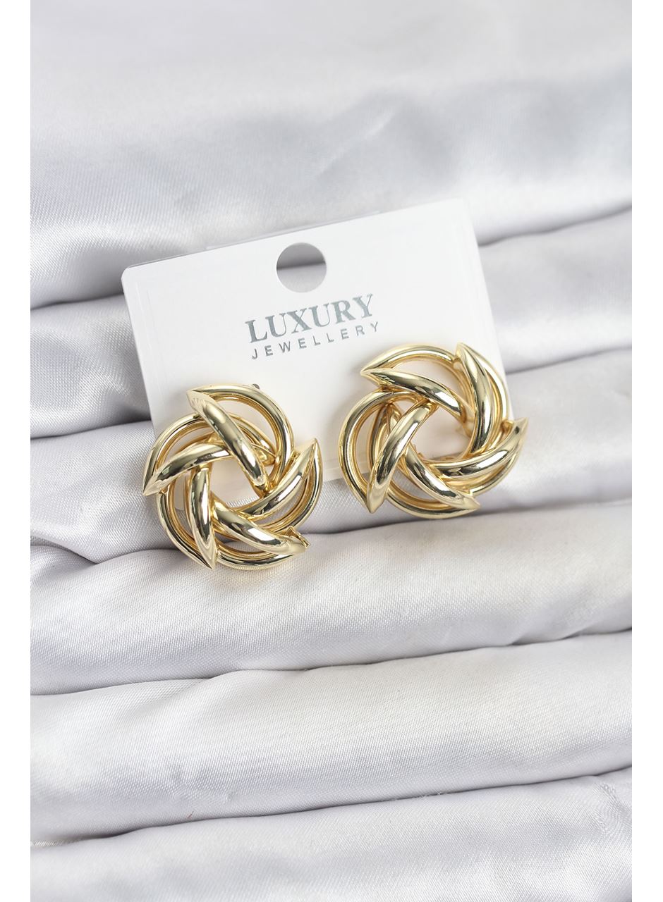 Gold Renk Pirinç Keskin Sarmal Model Kadın Küpe