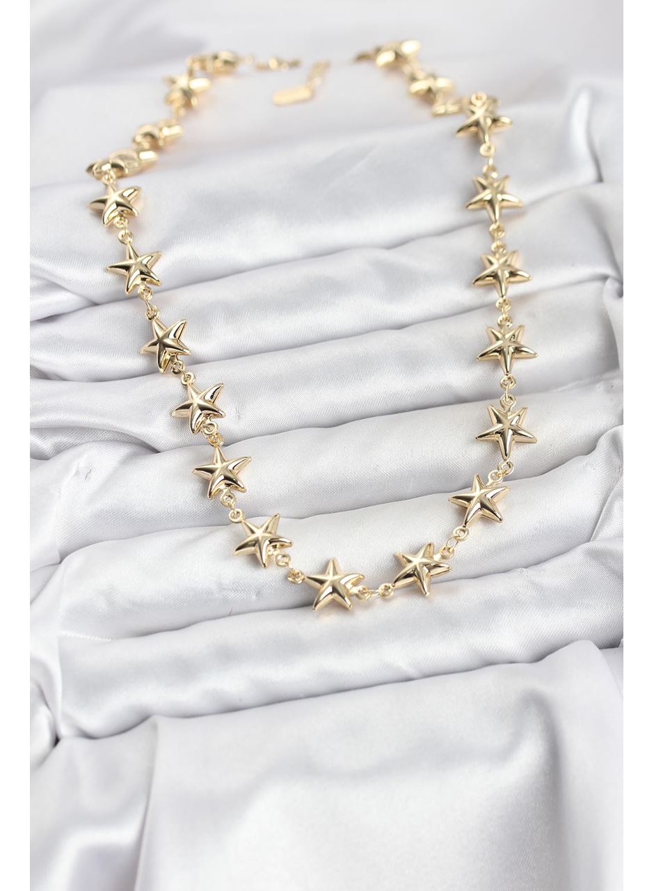 Yıldız Model Pirinç Gold Renk Kadın Kolye