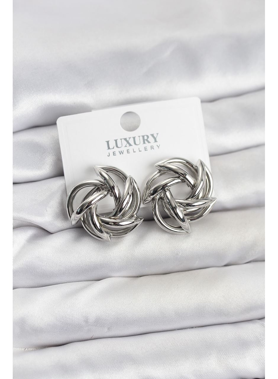 Gümüş Renk Pirinç Keskin Sarmal Model Kadın Küpe