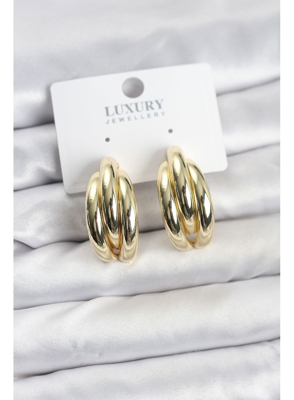 Gold Renk Pirinç Yarım Halka Model Kadın Küpe