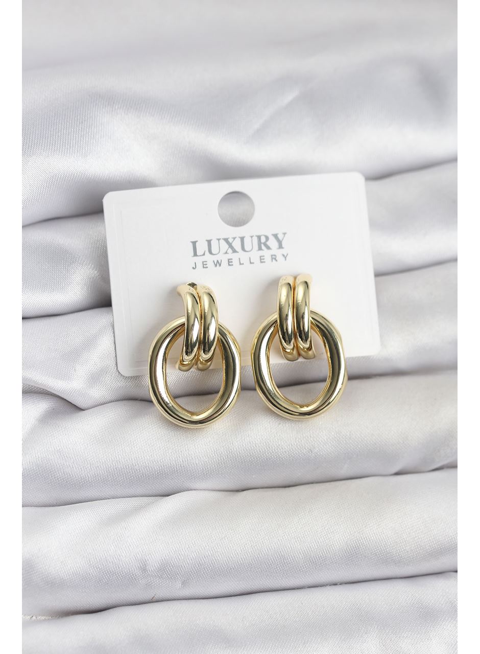 Gold Renk Pirinç Vintage Kadın Küpe