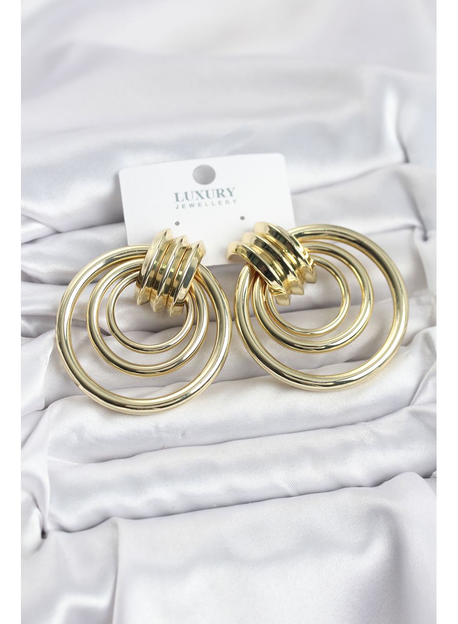 Pirinç Gold Renk Halka Model Vintage Kadın Küpe