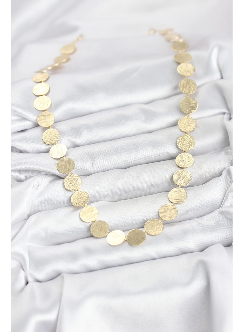 Yuvarlak Plaka Model Gold Renk Kadın Kolye