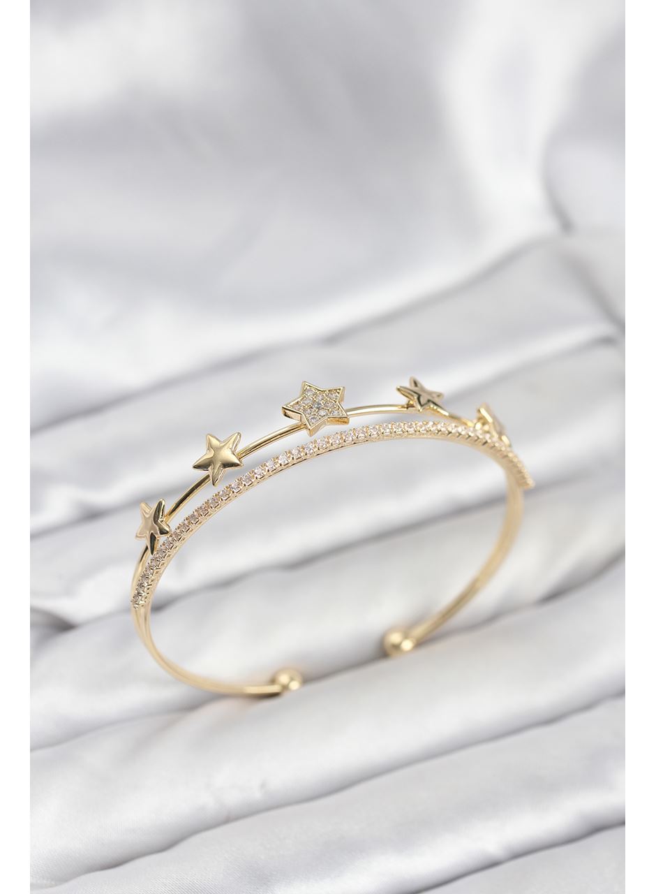 Yıldız Model Gold Renk Pirinç Kadın Bileklik