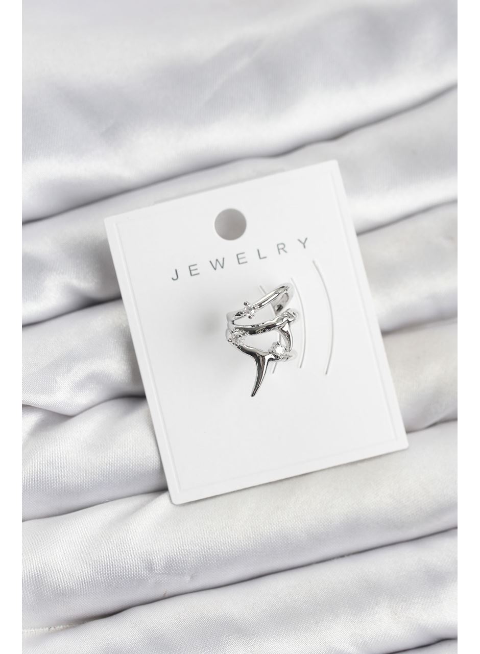 Gümüş Renk Pirinç Diken Model Kıkırdak Earcuff Küpe