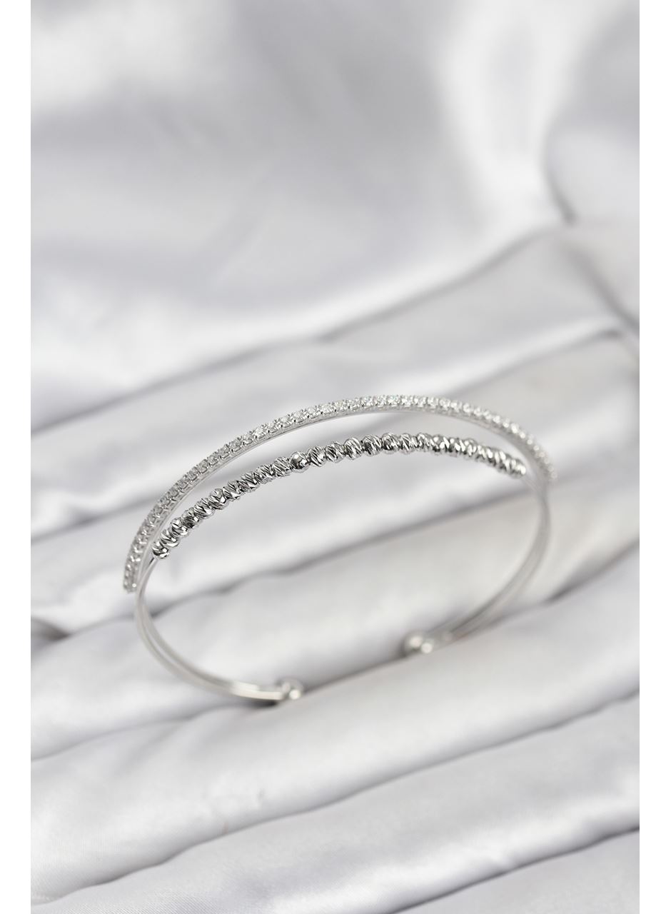 Dorika Model Pirinç Gümüş Renk Kadın Bileklik