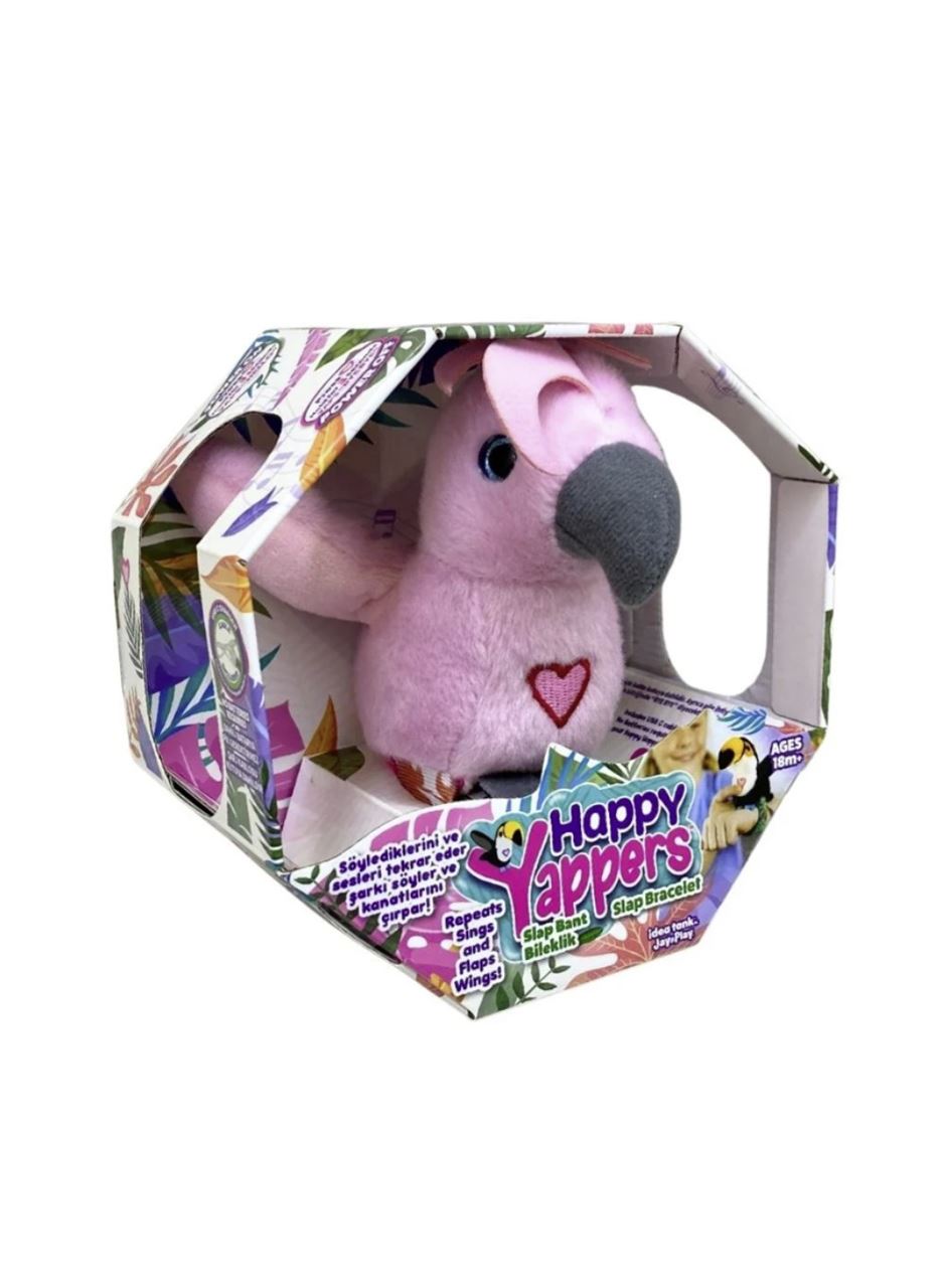Peluş Ses Tekrarlı Hayvan Bileklik Aksesuar - Pembe Papağan