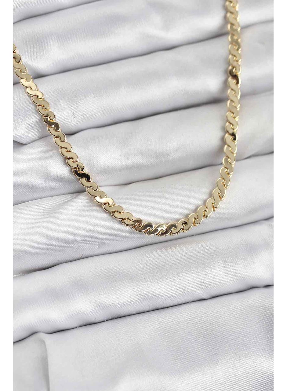 Pirinç Gold Renk Yassı Zincir Kadın Kolye