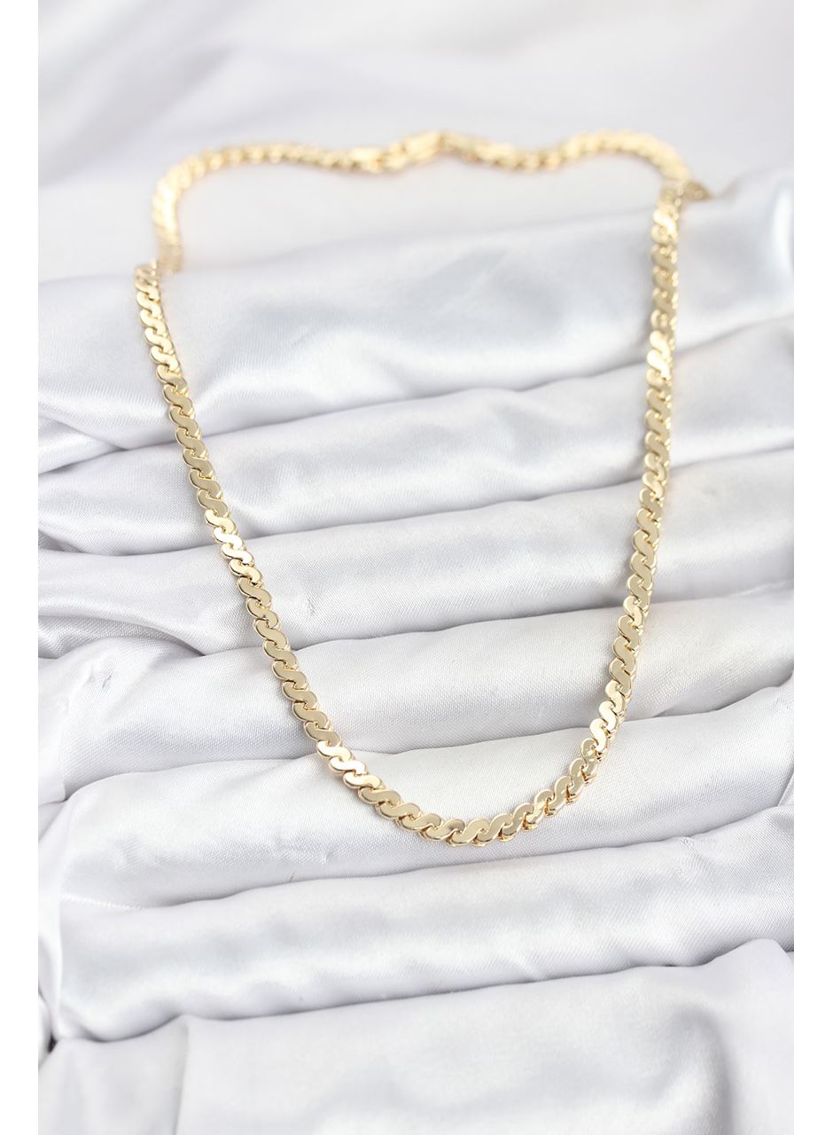 Pirinç Gold Renk Yassı Zincir Kadın Kolye