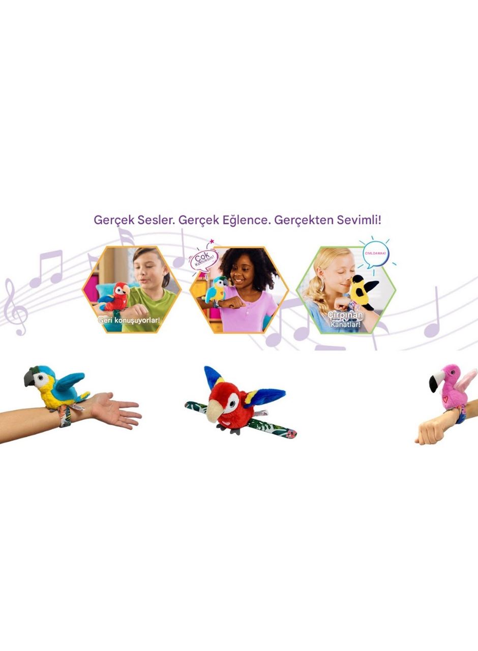 Peluş Ses Tekrarlı Hayvan Bileklik Aksesuar - Pembe Papağan
