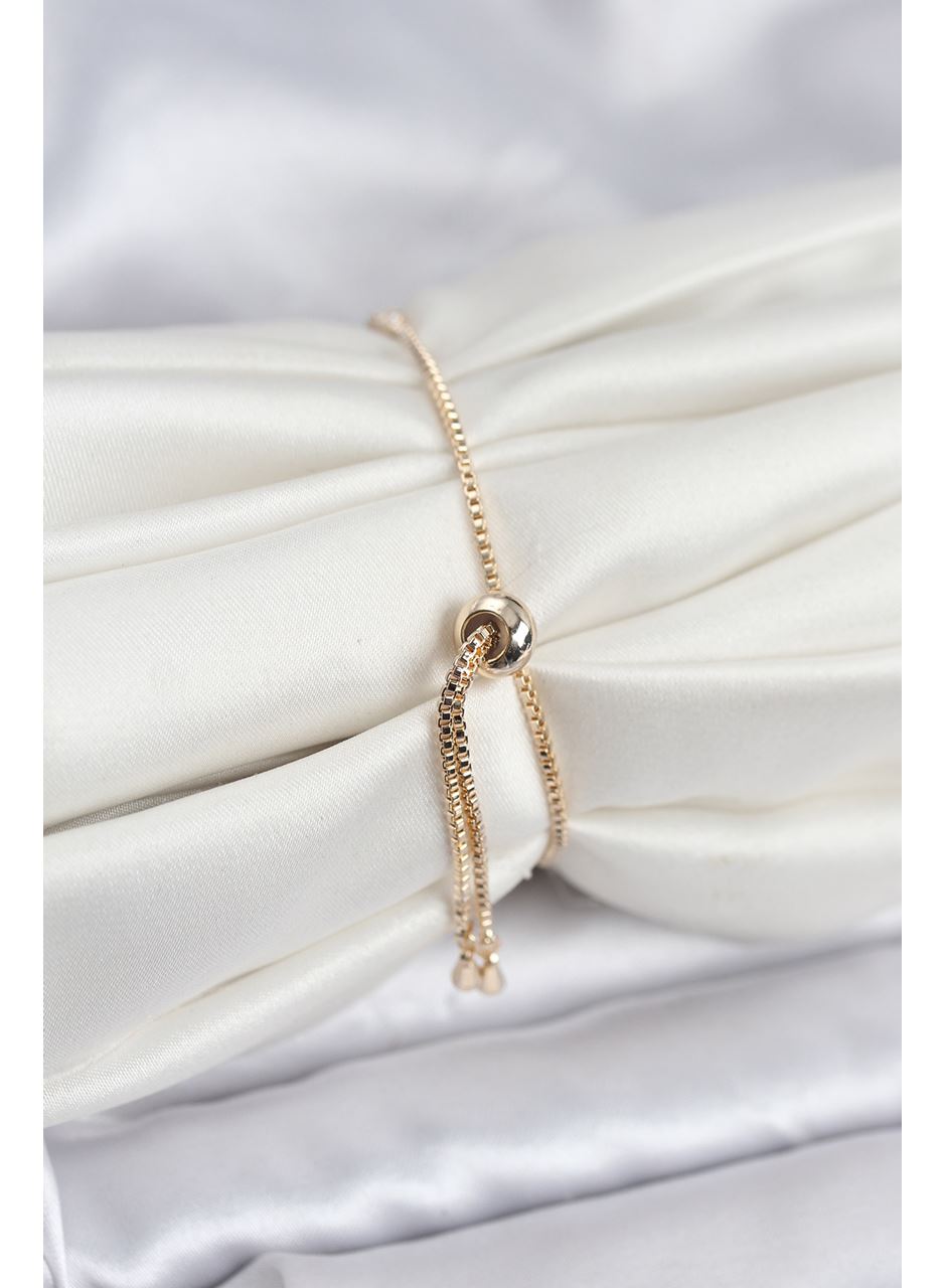 Gold Renk Nazar Model Zirkon Taşlı Asansörlü Su Yolu Bileklik