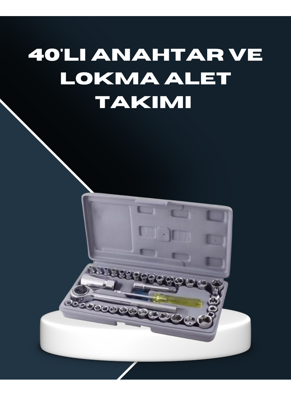 Dayanıklı Karbon Çelik 40 Parça Lokma ve Cırcır Anahtar Seti