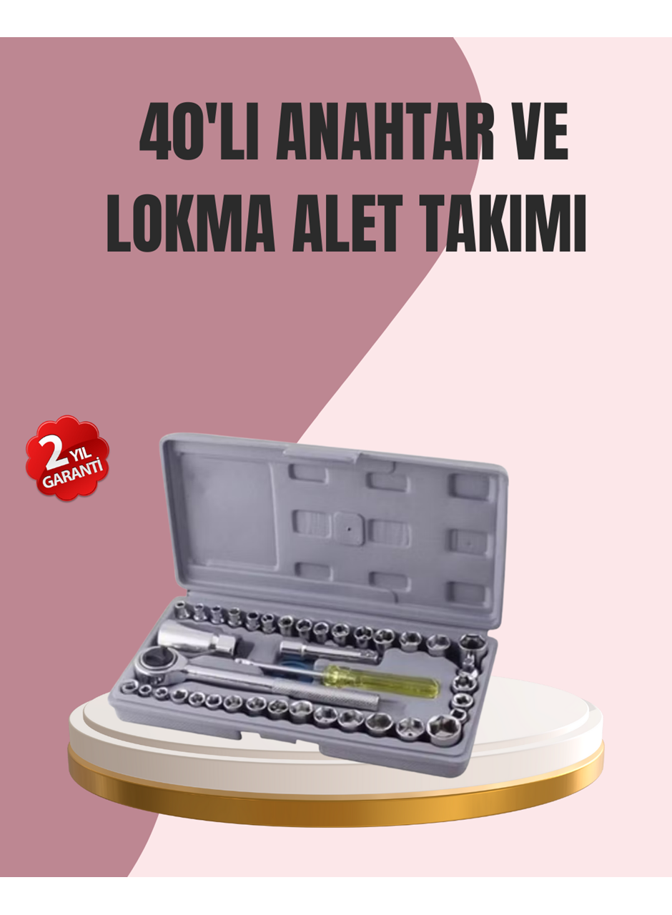 Otomotiv ve Ev Kullanımı İçin 40 Parça Lokma Anahtar Seti Taşıma Çantalı