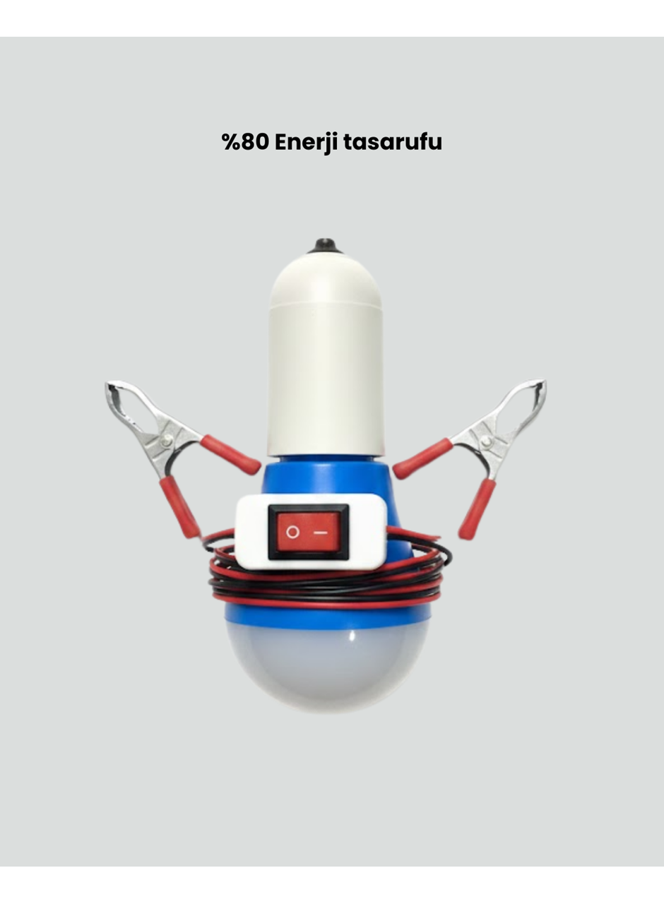 Timsah Kıskaçlı 12V LED Ampul Kamp ve Acil Durum Lambası