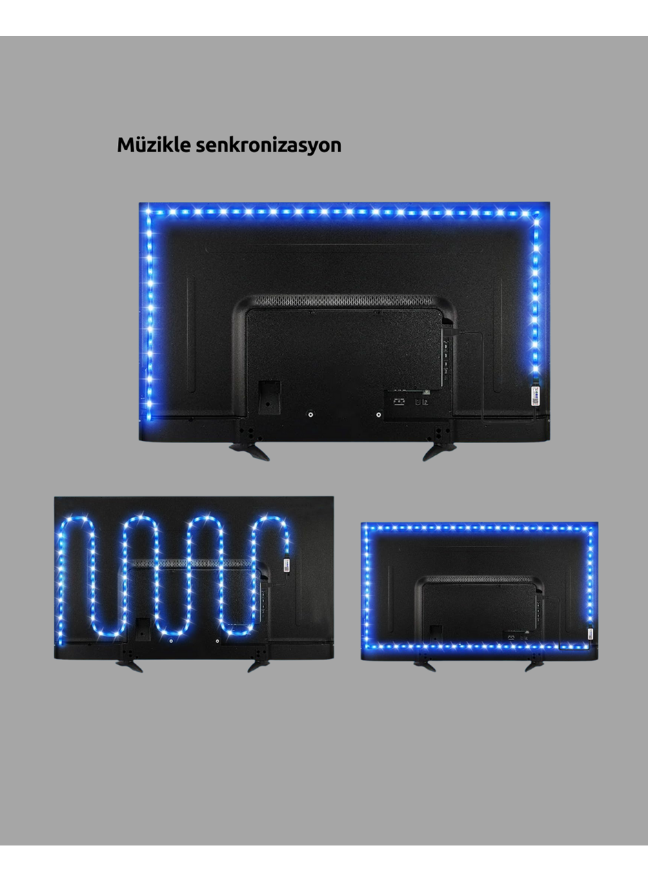 TV Arkası LED Şerit Işık Otomatik Açma Kapama Özellikli 2mt