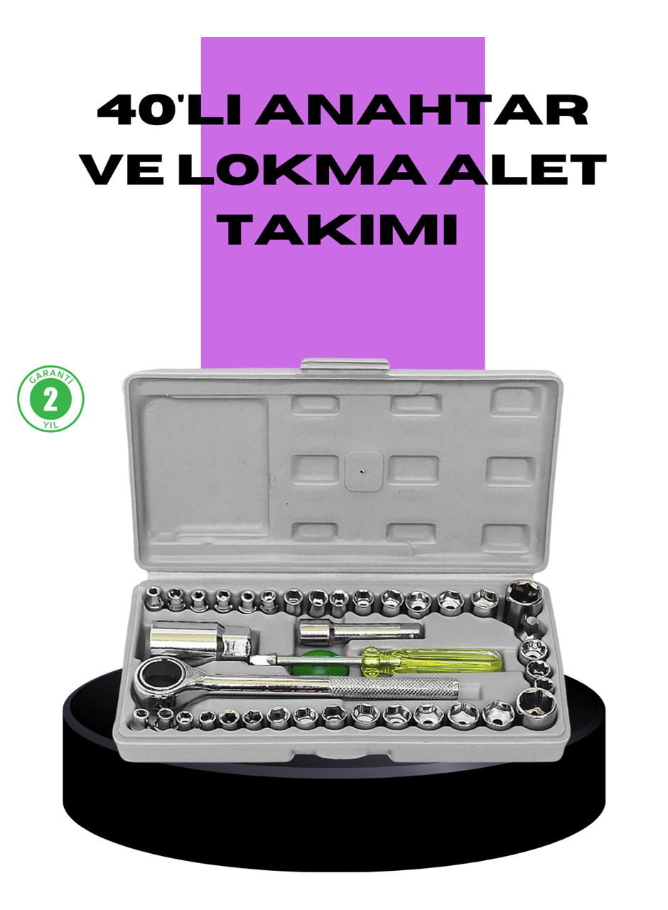 40 Parça Lokma Anahtar Seti Ayna Yüzey Karbon Çelik Dayanıklı Tamir Takımı