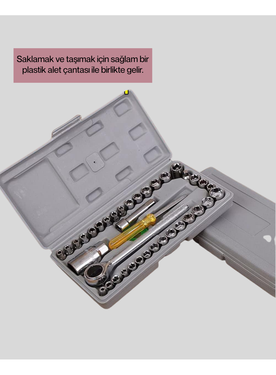 40 Parça Lokma Anahtar Seti Ayna Yüzey Karbon Çelik Dayanıklı Tamir Takımı