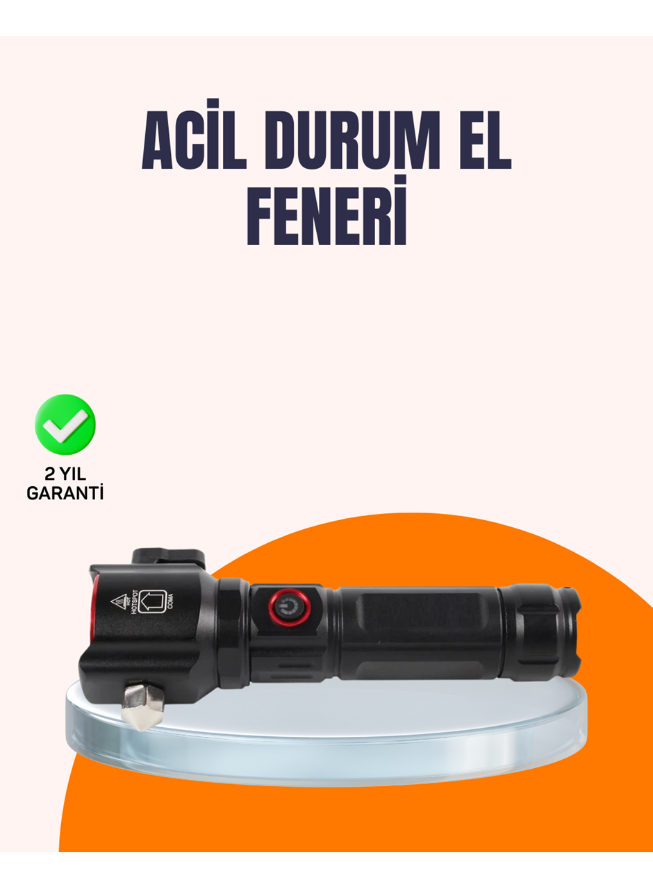 Çok Fonksiyonlu Acil Durum Feneri Yan Işıklı Çekiçli