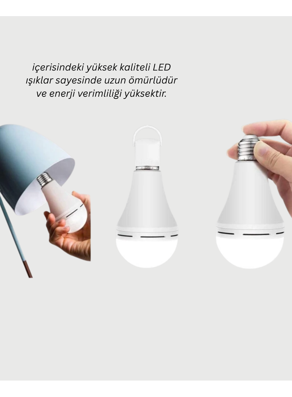 30W Şarjlı LED Ampul E27 Duy %80 Enerji Tasarruflu Soğuk Beyaz