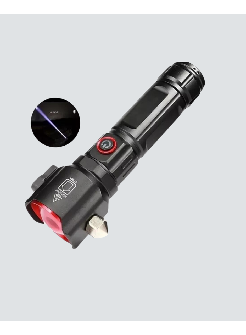 Çekiçli Pusulalı Acil Durum Feneri USB Şarjlı Çok Fonksiyonlu