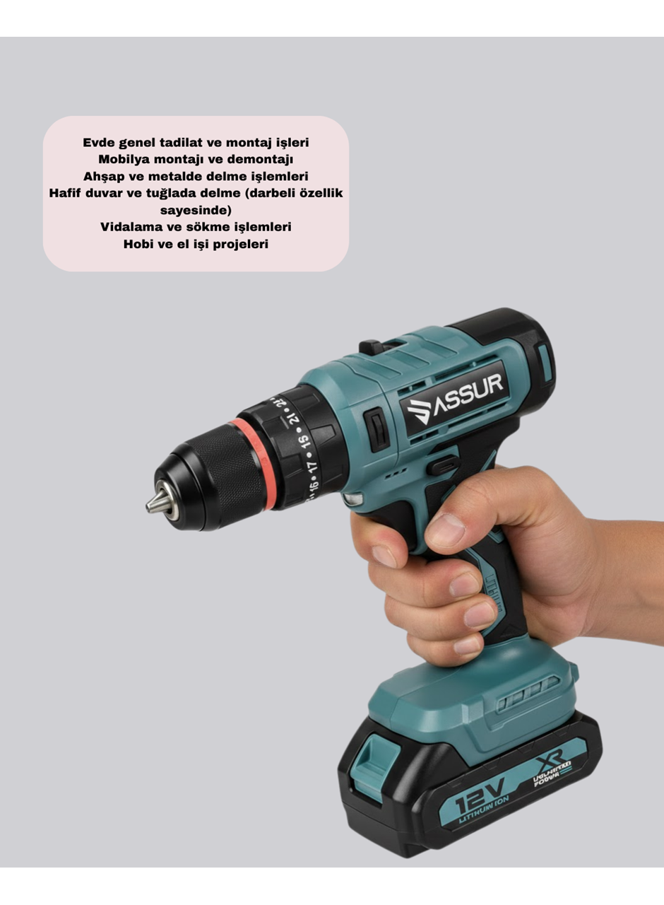 Çift Bataryalı Şarjlı Matkap Dijital Ekranlı Set