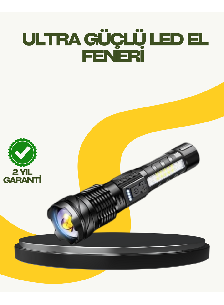 Şarjlı El Feneri Yüksek Işık Gücü Uzun Menzil